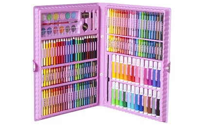 Výtvarná malířská sada v kufru – 168 dílků, růžová