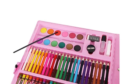 Výtvarná malířská sada v kufru – 168 dílků, růžová
