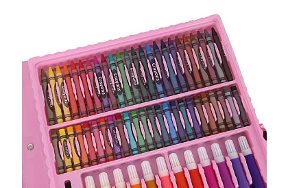 Výtvarná malířská sada v kufru – 168 dílků, růžová