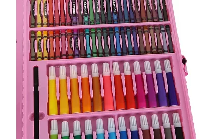 Výtvarná malířská sada v kufru – 168 dílků, růžová
