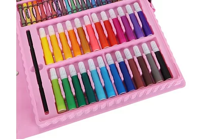Výtvarná malířská sada v kufru – 168 dílků, růžová