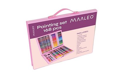 Výtvarná malířská sada v kufru – 168 dílků, růžová