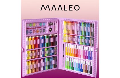 Výtvarná malířská sada v kufru – 168 dílků, růžová