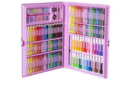 Výtvarná malířská sada v kufru – 168 dílků, růžová