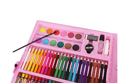 Výtvarná malířská sada v kufru – 168 dílků, růžová