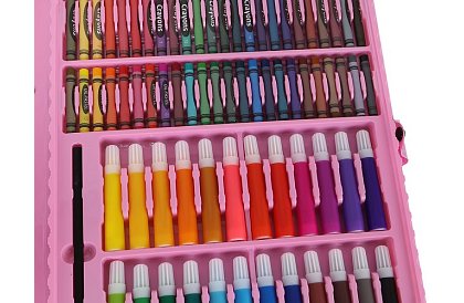 Výtvarná malířská sada v kufru – 168 dílků, růžová