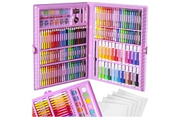 Výtvarná malířská sada v kufru – 168 dílků, růžová