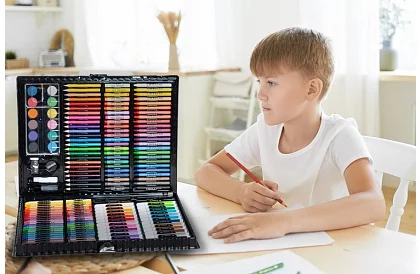 Výtvarná malířská sada v kufru – 168 dílků, černá