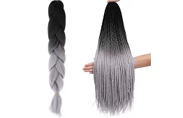 Syntetické ombre copánky na vlasy černošedé