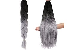 Syntetické ombre copánky na vlasy černošedé