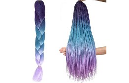 Syntetické ombre copánky na vlasy modro-fialové