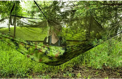 Turistická houpací síť Santiago Army 260x140 cm s moskytiérou