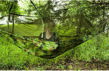 Turistická houpací síť Santiago Army 260x140 cm s moskytiérou