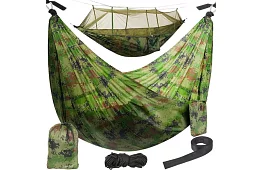 Turistická houpací síť Santiago Army 260x140 cm s moskytiérou