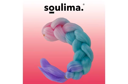 Syntetické ombré copánky růžovo-modro-fialové