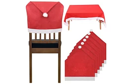 Vánoční sada potahů na židle 6 ks + ubrus