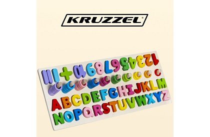 Dřevěné puzzle s abecedou a čísly