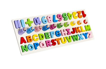 Dřevěné puzzle s abecedou a čísly