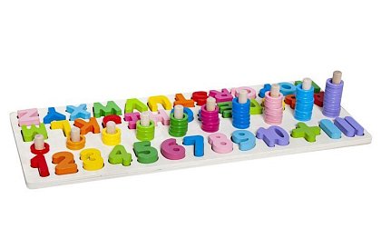 Dřevěné puzzle s abecedou a čísly