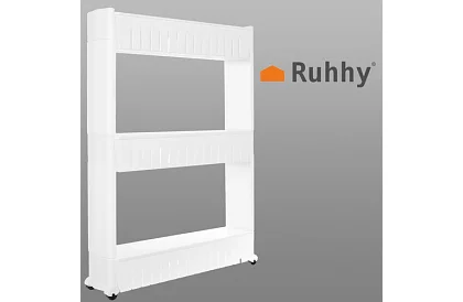 Mobilní kuchyňská - koupelnová skříňka na kolečkách - bílá