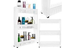 Mobilní kuchyňská - koupelnová skříňka na kolečkách - bílá