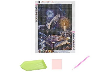5D diamantová výšivka – sova, 30x40 cm