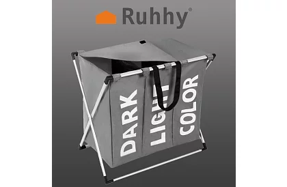 Koš na prádlo – 3 přihrádky na skládacím rámu