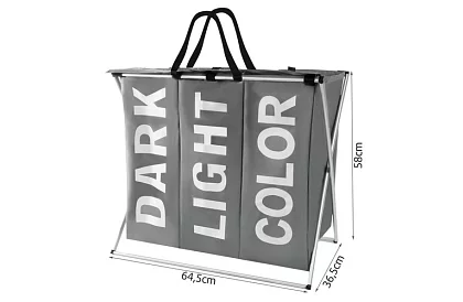 Koš na prádlo – 3 přihrádky na skládacím rámu