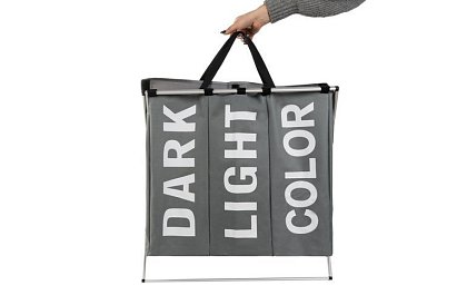 Koš na prádlo – 3 přihrádky na skládacím rámu