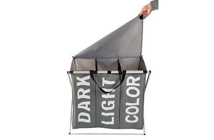 Koš na prádlo – 3 přihrádky na skládacím rámu