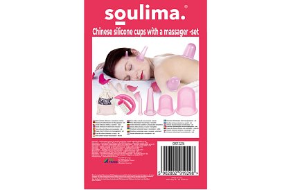 Sada masážních pomůcek – 4 silikonové baňky + masér + taška