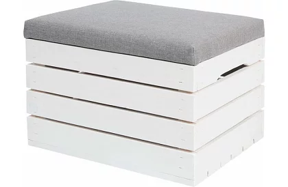 Dřevěný taburet – puf truhla s úložným prostorem