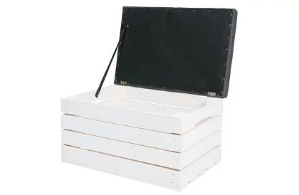 Dřevěný taburet – puf truhla s úložným prostorem