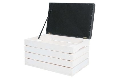 Dřevěný taburet – puf truhla s úložným prostorem