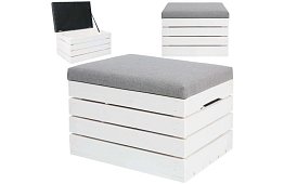 Dřevěný taburet – puf truhla s úložným prostorem