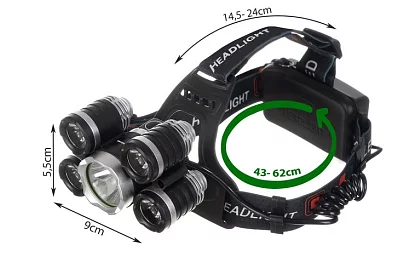 LED čelovka 5 x Cree T6 LED