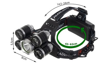 LED čelovka 5 x Cree T6 LED