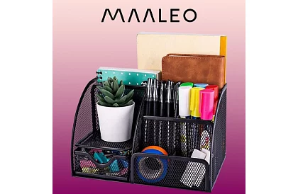 Organizér na psací stůl - 6 přihrádek - černý