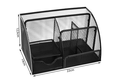 Organizér na psací stůl - 6 přihrádek - černý