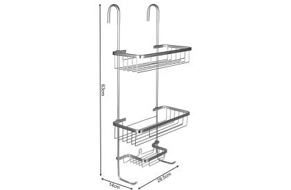 Závěsná polička do koupelny - stříbrná