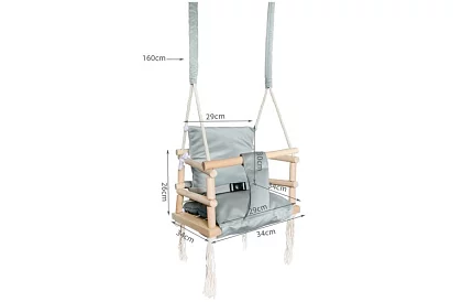 Dřevěná dětská houpačka – šedá