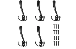 Nábytkový nástěnný věšák černý – sada 5 kusů