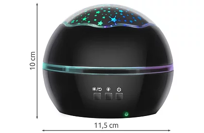 LED noční lampa s projektorem obrázků - černá