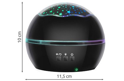 LED noční lampa s projektorem obrázků - černá