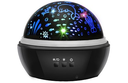 LED noční lampa s projektorem obrázků - černá