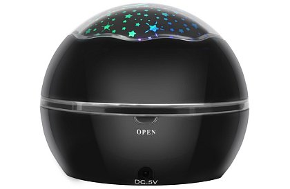 LED noční lampa s projektorem obrázků - černá