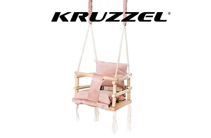 Dřevěná dětská houpačka – růžová