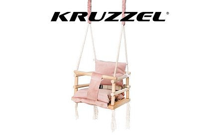 Dřevěná dětská houpačka – růžová