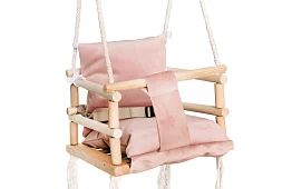Dřevěná dětská houpačka – růžová