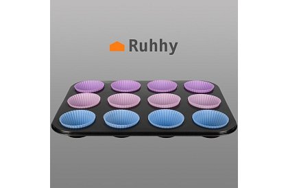 Teflonový pečicí plech na muffiny + 12 silikonových košíčků